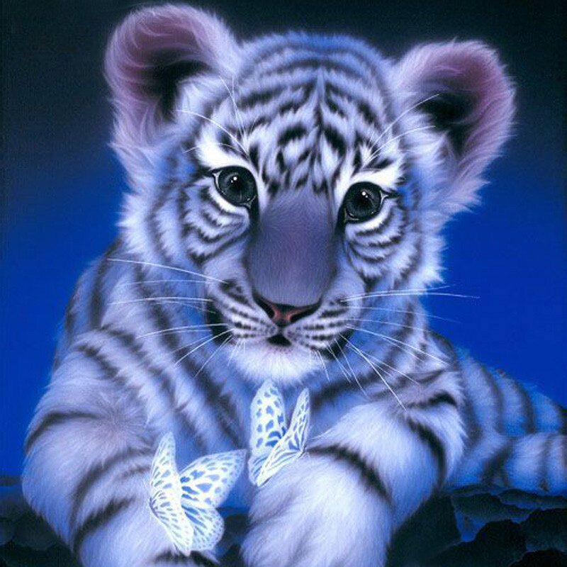 Nouvelle peinture de tigre brodée 5D à faire soi-même, perles carrées, mosaïque d'animaux, décoration de maison, images rondes en strass, couture