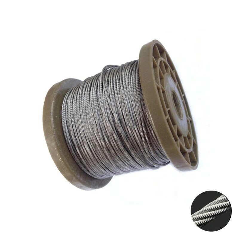 Cable de elevación de cuerda de alambre desnudo de acero, acero inoxidable 304 tendedero de, 2mm, 3mm, 4mm, 5mm, 6mm, 8mm de diámetro, 5 metros