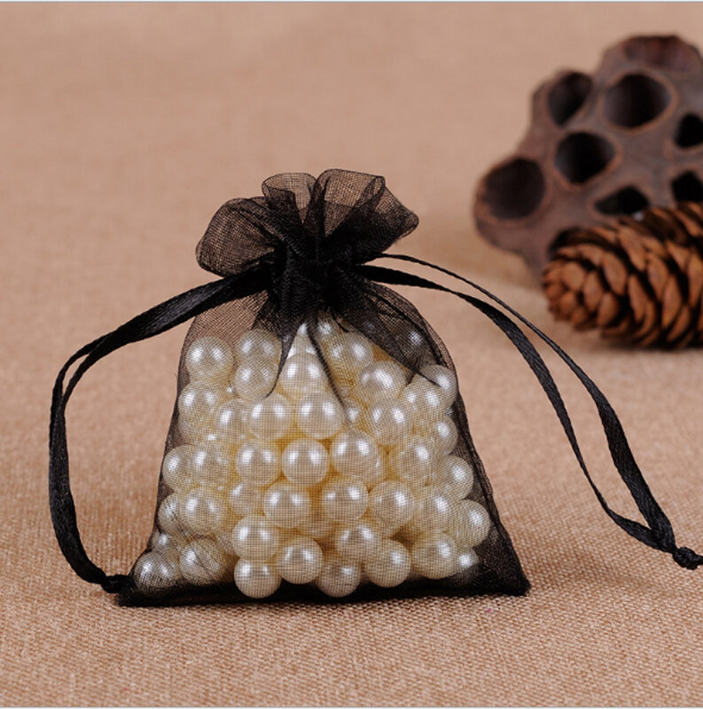 Interrupteur sac en maille avec cordon de serrage pour cadeau et bijoux, taille 7x9cm