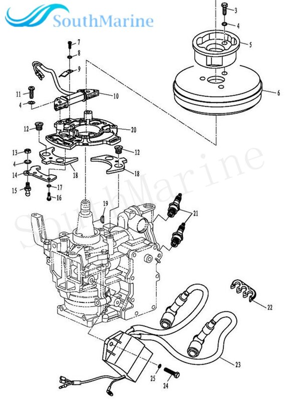 Boot Motor T8-05000702 T6-05000702 Erreger Ladung Magneto Spule ASSY 3B2-06120 für Parsun HDX 2-Hub T6 T8 T9.8 Außenborder motor