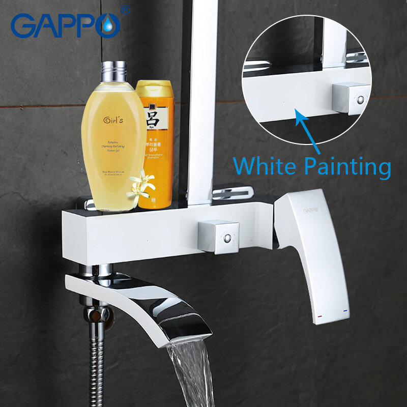 GAPPO-حنفيات حوض الاستحمام البيضاء ، نظام الدش ، حوض ، حوض ، صنبور ، خلاط حوض ، ملحقات الحمام