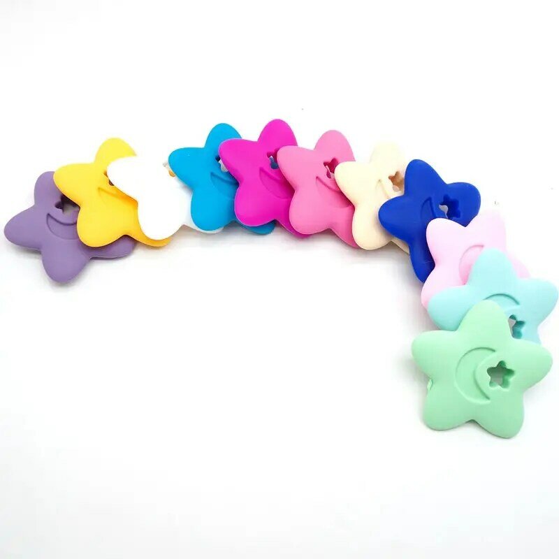 Chenkai 50 pçs segurança silicone bebê mordedor forma estrela formação dente mastiga brinquedos de treinamento infantil mordedor massageador cuidados com os dentes do bebê