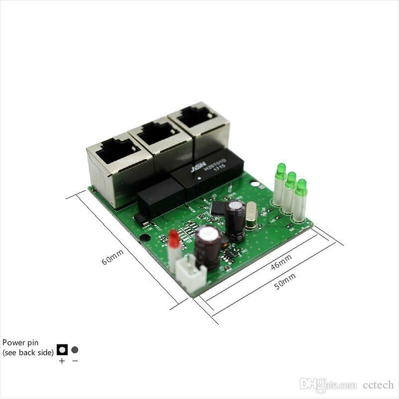 Fast switch mini 3 port ethernet switch 10 / 100mbps rj45 network switch hub pcb module board for system integration module