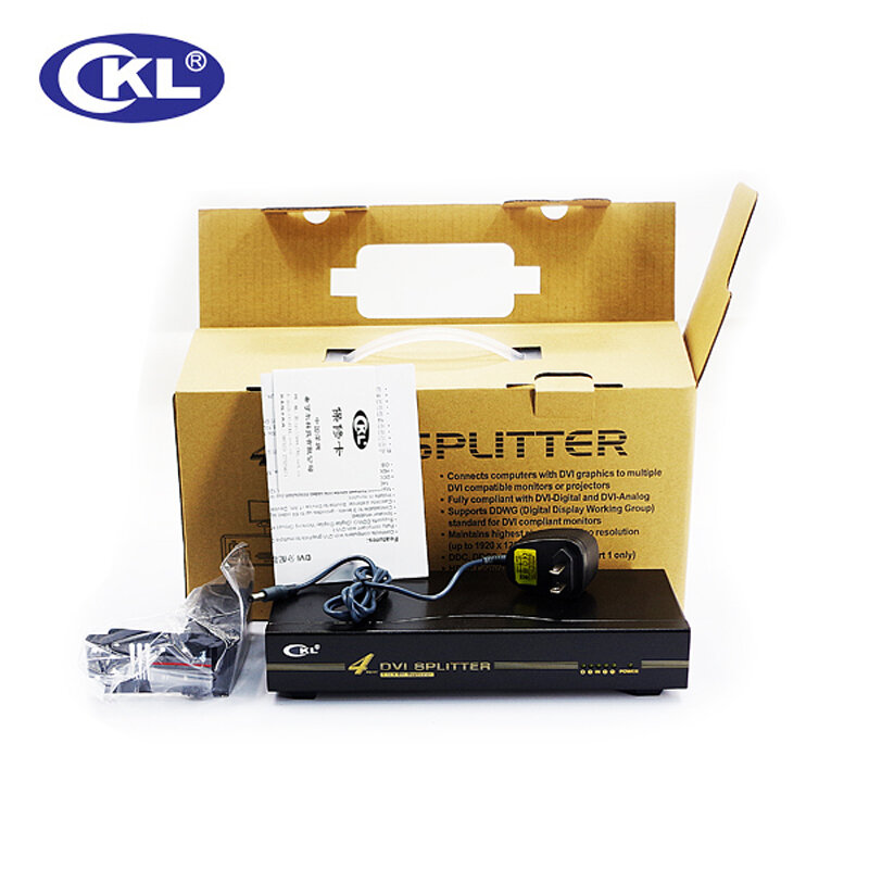 CKL DVI-94E 4 Port DVI Splitter 1x4 DVI Splitter Box