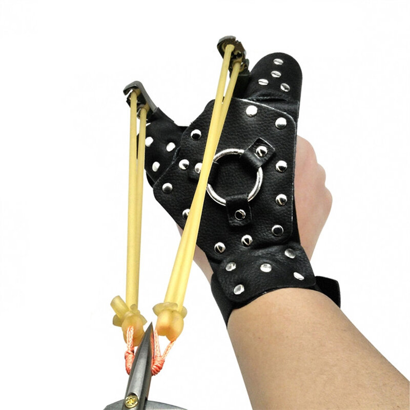 Links/Rechts Jacht Veiligheid Handschoen Vissen Slingshot Boogschieten Schieten Beschermende Tailleband Staal Hand Guard Protector