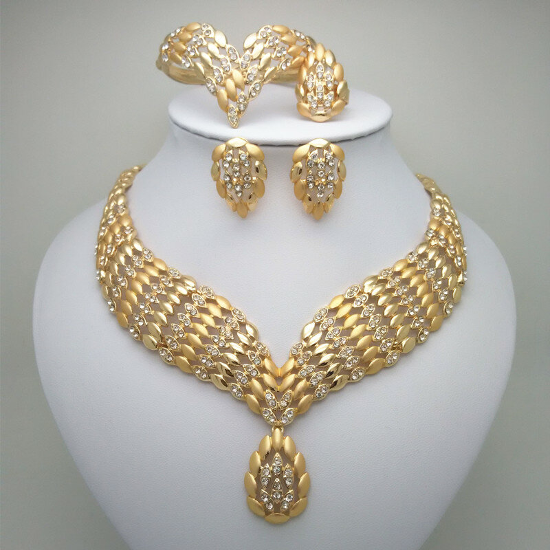 Kingdom Ma – ensemble de bijoux dorés pour femmes, perles africaines, mode africaine dubaï, bijoux de mariée nigérians, accessoires de mariage, 2019
