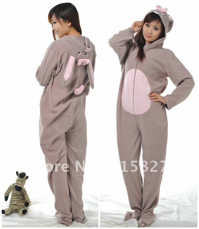 Mouse sobre a imagem para zoom vender um como este novo adulto unisex animal adorável cinza coelho pijamas pijamas cosplay pijamas