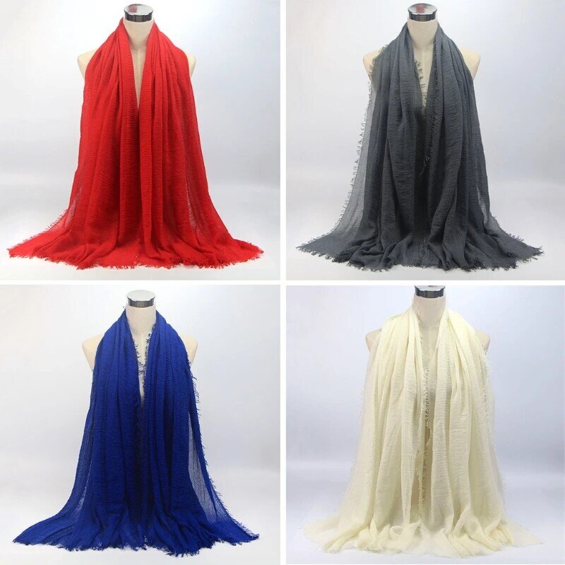 2020 Hot kobiety Islam Maxi marszczona chmura hidżab szalik szal muzułmański długi szal Stole Wrap