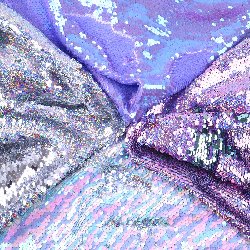 Tissu à paillettes réversible sirène | Matériau de décoration fait à la main pour l'artisanat, vêtements de décor, 50x130cm