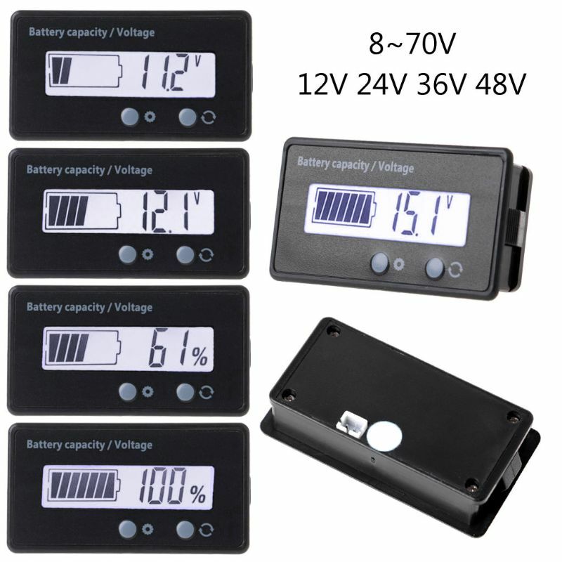 12V/24V/36V/48V LCD Säure Blei Lithium-Batterie Kapazität Anzeige Voltmeter Spannung elektrische Motorrad Roller Batterie Tester T