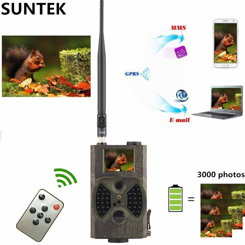 헌팅 트레일 카메라, 셀룰러 모바일 2G MMS SMTP 사진 트랩, 야간 투시경, 무선 야생 동물 감시 추적 HC300M