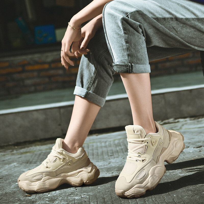 ADBOOV 2019 nowe oryginalne skórzane buty sportowe mężczyźni kobiety Plus rozmiar 35-47 projektant Chunky buty oddychająca platforma obuwie