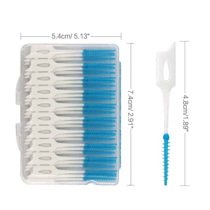40 pçs/caixa escova interdental escova ortodôntica limpeza dentes lacunas higiene oral macio silicone cabeça escova interdental bom para gengivas