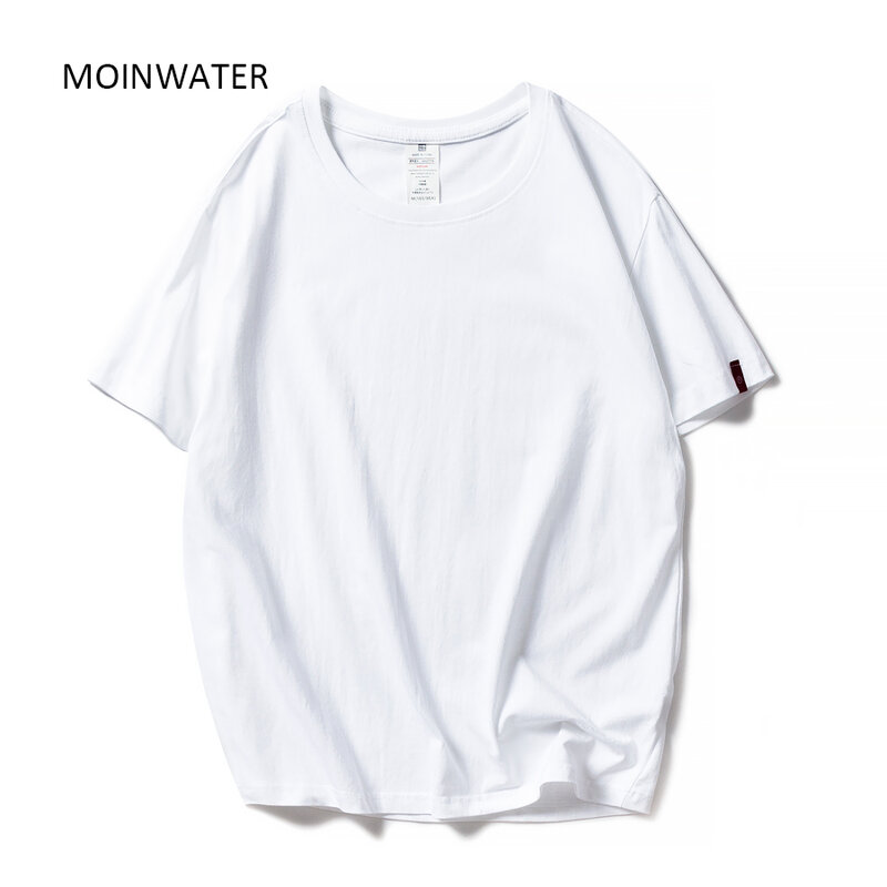 Moinwater-女性用半袖Tシャツ,夏,綿,無地,黒と白,MT1901