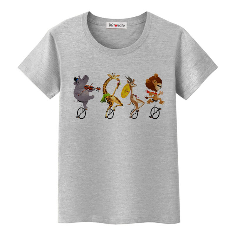 BGtomato мультфильм Животные акробатическая труппа футболка новый стиль Горячая Распродажа смешная футболка для женщин милые аминолы Печать Рубашки