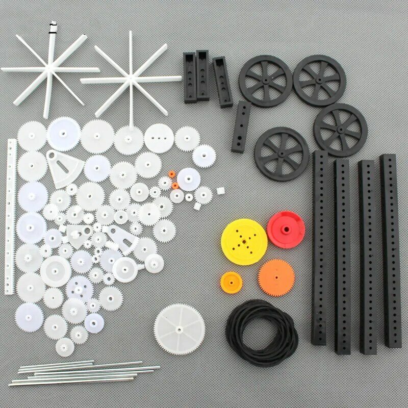 92Pcs Einzel/Doppel Kunststoff Getriebe Motor Rack Pulley Getriebe Modell Spielzeug Auto Auto Handwerk DIY Zubehör Vier-rad Drive Robot Kit