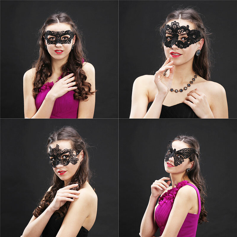 1 piezas negro Sexy fiesta encaje máscara para las mujeres media cara Carnaval Festival de disfraces de Halloween de bola máscaras acontecimiento y del partido suministros