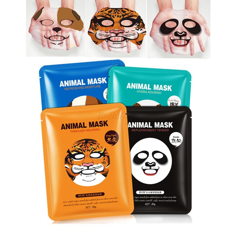 HanChan 1 sztuk Cute Animal Sheep/Dog/Panda/Tiger maska na twarz kwas hialuronowy olejek nawilżający kontrola Korea maska na twarz pielęgnacja