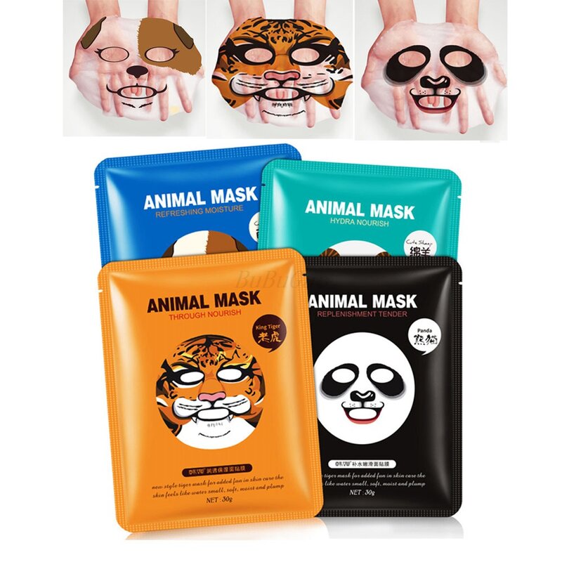 HanChan 1 Pcs Nette Tier Schafe/Hund/Panda/Tiger Gesichts Maske hyaluronsäure feuchtigkeitsspendende Öl-control korea Maske Gesicht Pflege