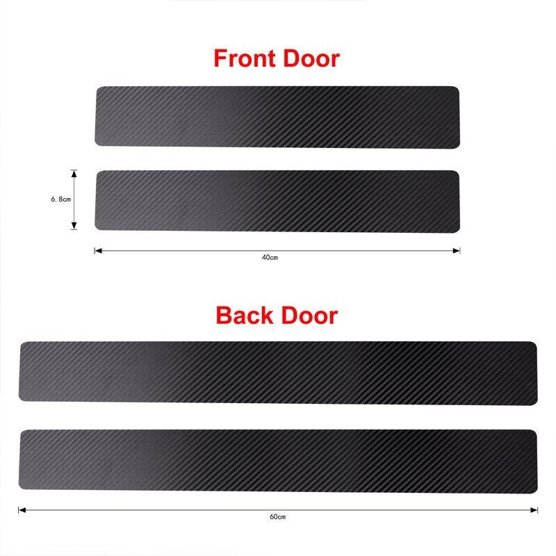 4Pcs Car Door Sill Protector Door Sill Scuff Plate Carbon Fiber Stickers Cover Door Anti Scratch for Cars SUV Truck Pickup