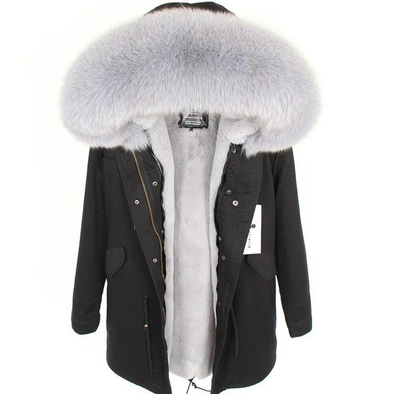 Maomaokong-abrigo de piel de zorro Natural para mujer, chaqueta gruesa delgada, abrigo de piel de zorro Real, abrigo de invierno