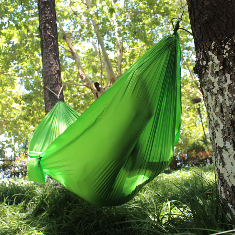 Doble solo al aire libre hamacas de Nylon ligero hamaca portátil mejor paracaídas hamaca para mochila Camping senderismo