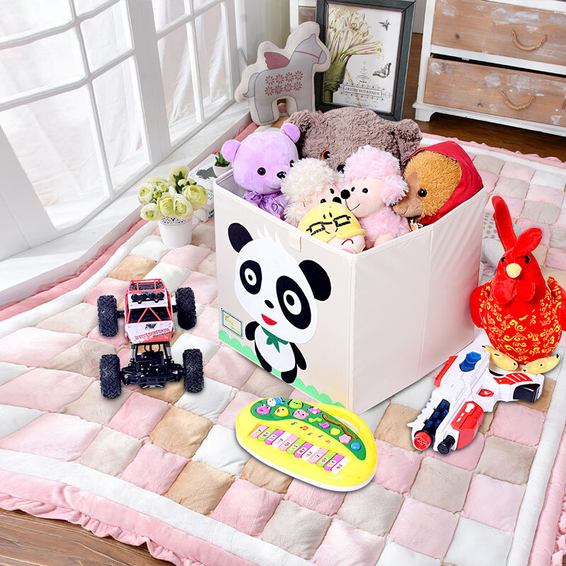 MICCK Embroidery Storage Box Cartoon Animal Folding Large Laundry Basket Sundries Children Clothes Toys Book Storage organizer