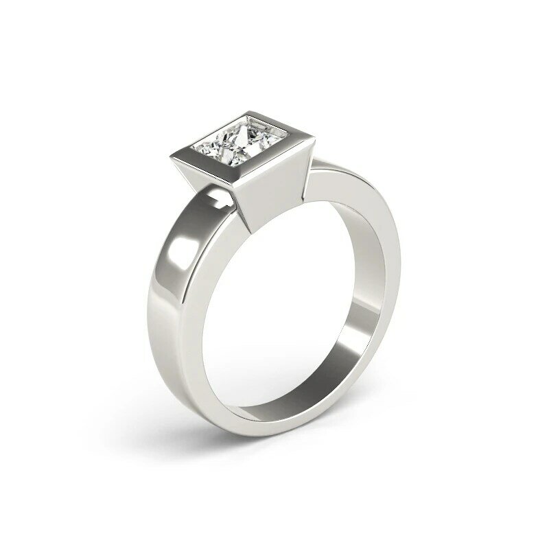 LESF 925เงินสเตอร์ลิงสแควร์แหวนผู้หญิง Elegant แหวนหมั้นแหวนหญิงเครื่องประดับของขวัญ