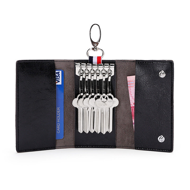 Llaveros de cuero PU para coche, organizador de llaves, billetera de cuero para ama de llaves, cubierta de 6 colores, novedad de 2019