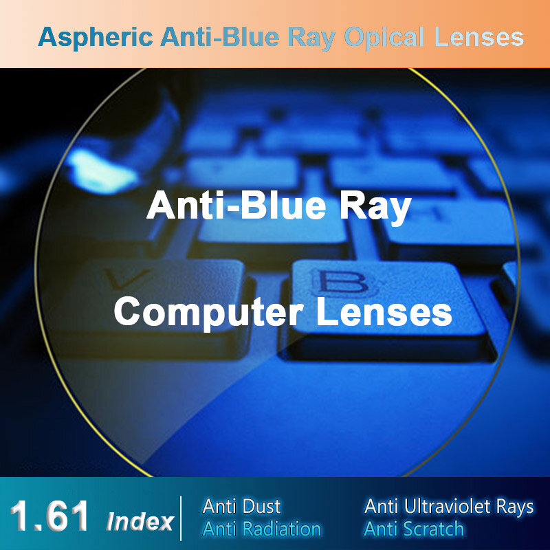 1.61 Anti-Blue Ray Single Vision Men and Women Optical Lenses Prescription Vision Correction Lenses for Digital Devices