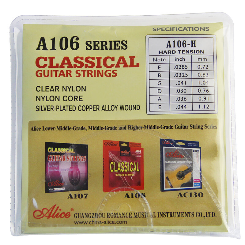 Nova alice cordas de guitarra clássica a106 limpar cordas de náilon