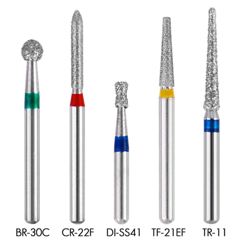 50 piezas de diamante Dental Burs FG 1,6mm para pieza de mano de alta velocidad de alta calidad BR-30C DI-SS41 TR-11TF-21EF CR-22F Bits de diámetro -fresas