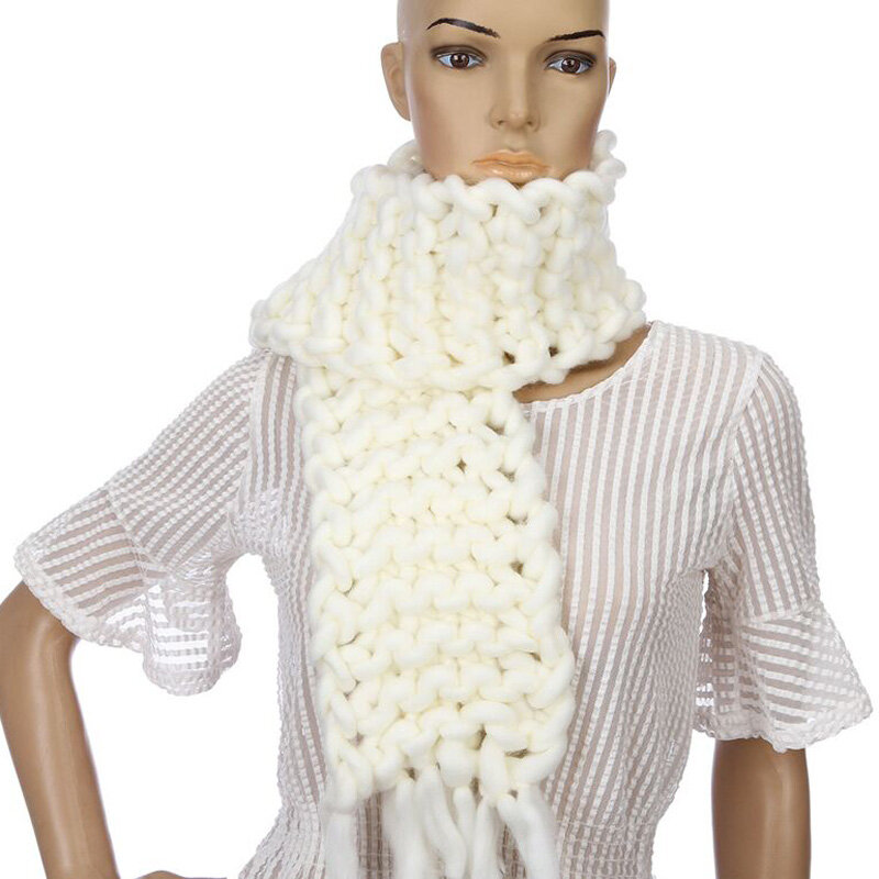 Novo cachecol de lã feminino versão coreana, cachecol de tricô linha quente inverno coreano tricô personalizado 130*15 cm