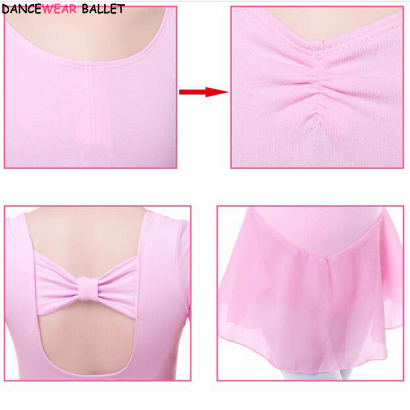 Meninas vestido de balé ginástica collant manga longa crianças criança rosa ballet roupas dança vestir com saias chiffon para meninas