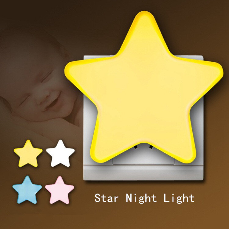 JXSFLYE Star Night Light Plug-in Wall Lamp Home Lighting Socket Lamp Children's Room Decoration EU/US Plug Light Control