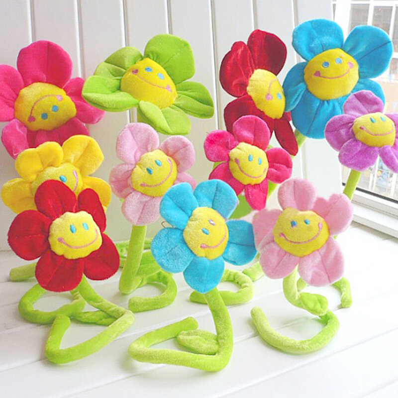 Cartoon gospodarstwa domowego zabawki wielofunkcyjny uśmiech słoneczniki pluszowe rośliny dekoracja łóżeczko dla dziecka, pokój kurtyna dekoracyjna klamra prezent