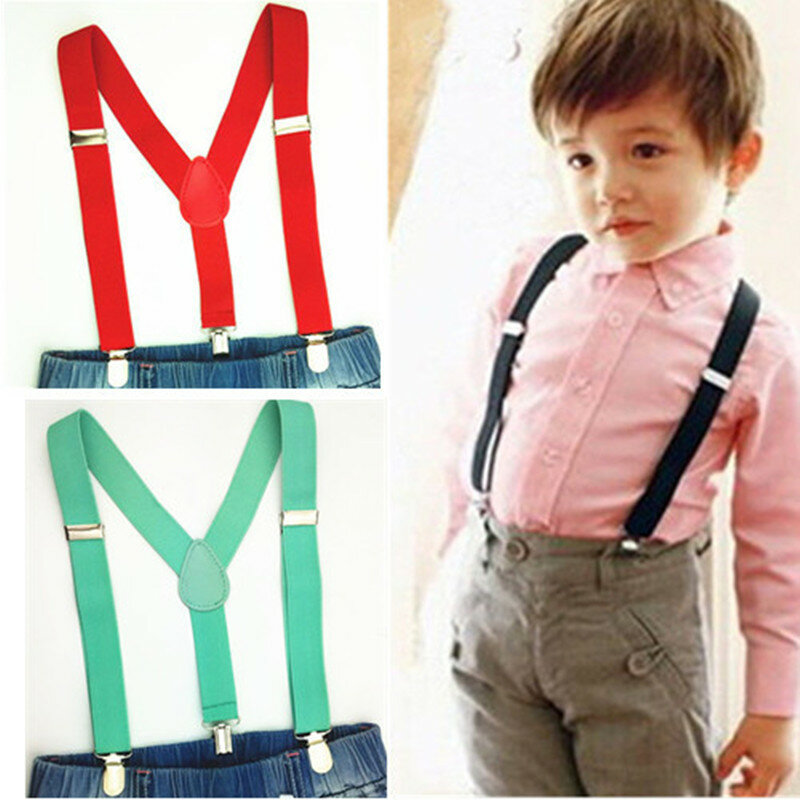 ยืดหยุ่นเด็ก Suspenders Y กลับคลิปบนสีทึบเด็กสายรัดข้อมือเด็กอุปกรณ์เสริม S ขนาด2.5*65ซม.