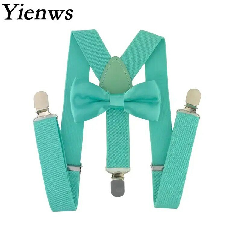 Yienws Baby Kids Bretels Vlinderdas Set 3 Clip Elastische Band Bowtie Braces voor Meisjes Bruiloft Vlinderdas Bretels Kind