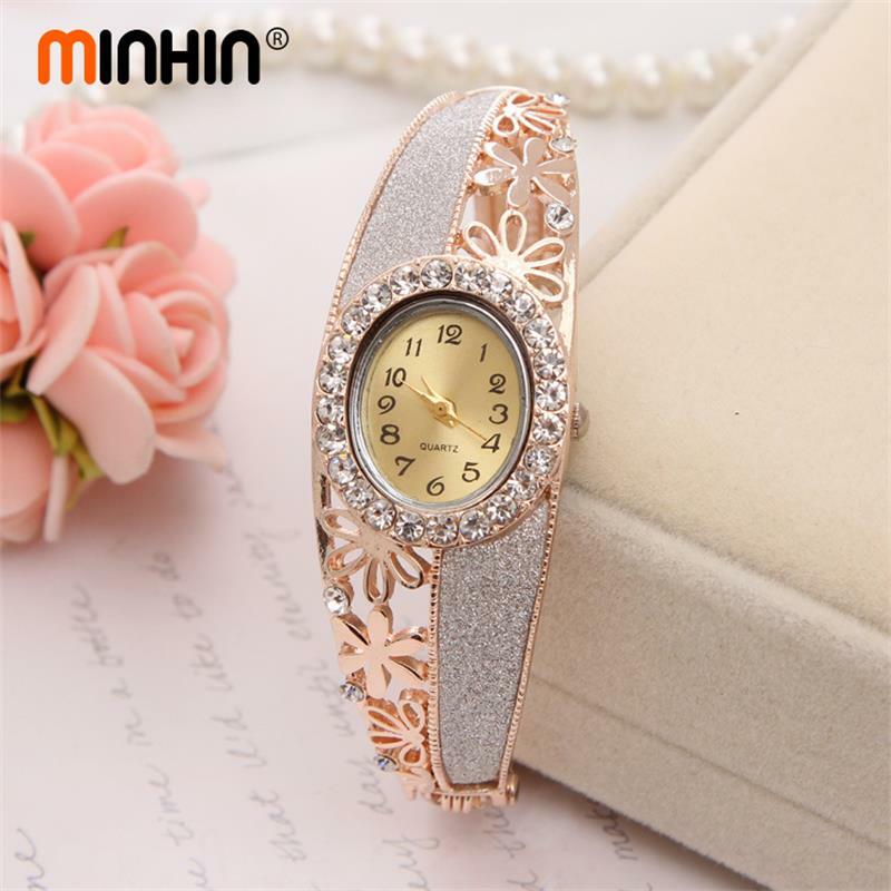 Minhin charme relógio de quartzo vestido jóias pulseira relógios senhoras relógio feminino relógios de pulso banhado a ouro relógios