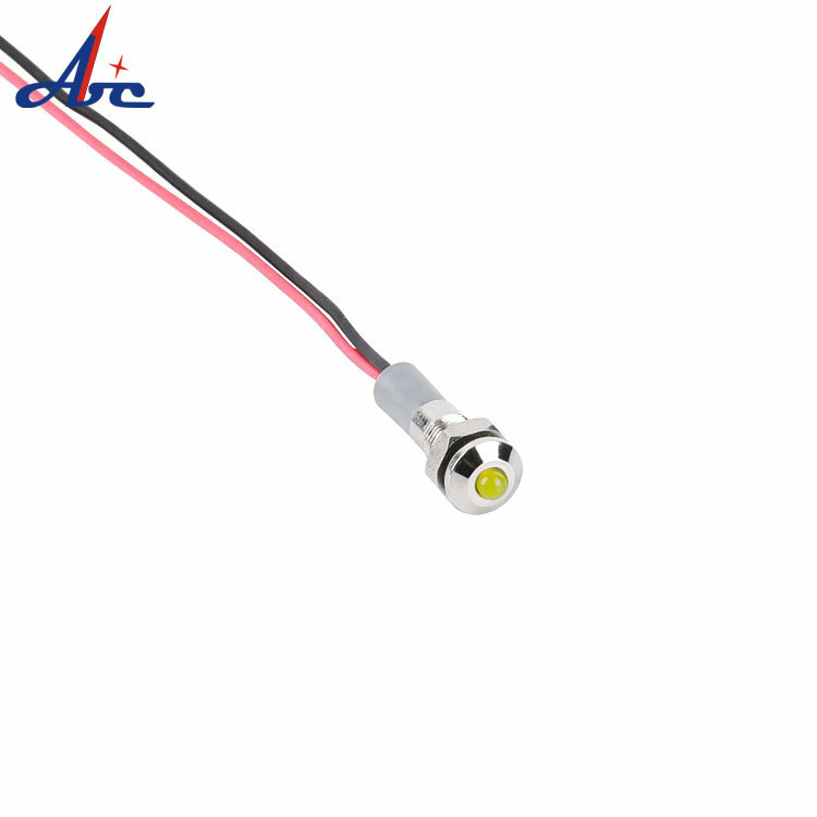 6mm LED Ball Head Metal Waterproof 2V/3V/6V/12V/24V/110V/220V Pilot Signal Lamp 150mm Wiring Cable Boat Car Indicator Light
