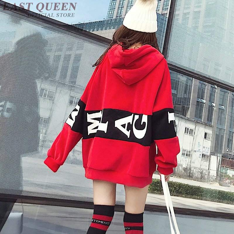 Sudadera con capucha de manga larga para mujer, Jersey holgado de velour con letras, ropa para Parte Superior Femenina, para primavera y otoño, DD480 F