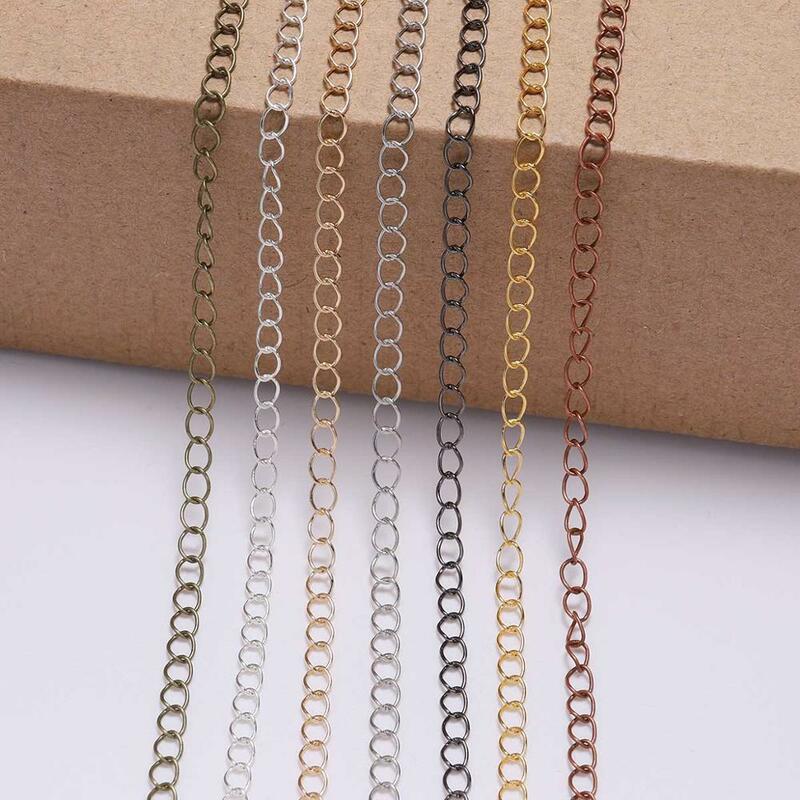 5m/lot 2.5 2.8 3.6 4.8 mm Long Open Link Ring Extended Extension Necklace Chains Tail Extender Chain For Jewelry Making Supplies