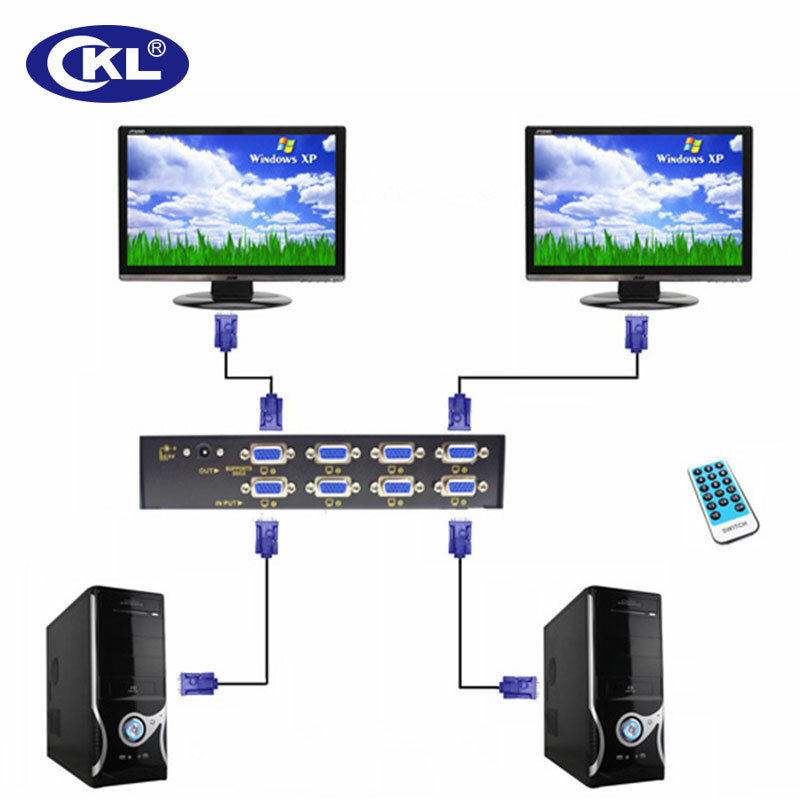 Сплиттер-переключатель CKL 2x2 2x4 4x4 с аудио 2048*1536 450 МГц для монитора ПК, проектора, ТВ-проектора, ИК-пульт дистанционного управления RS232