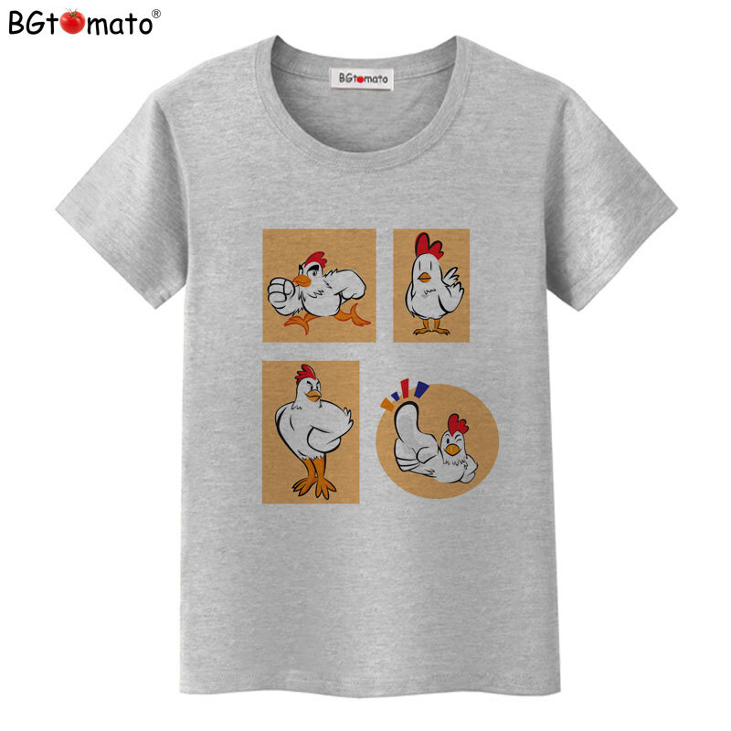BGtomato T shirt Brave chicken funny t shirts New style summer kawaii top tees Original brand women tshirt Cheap sale