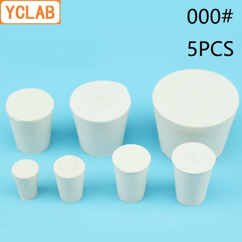 YCLAB 5 قطعة 000 # المطاط سدادة الأبيض للزجاج قارورة قطرها العلوي 12.5 مللي متر * أقل قطرها 8 مللي متر مختبر الكيمياء المعدات