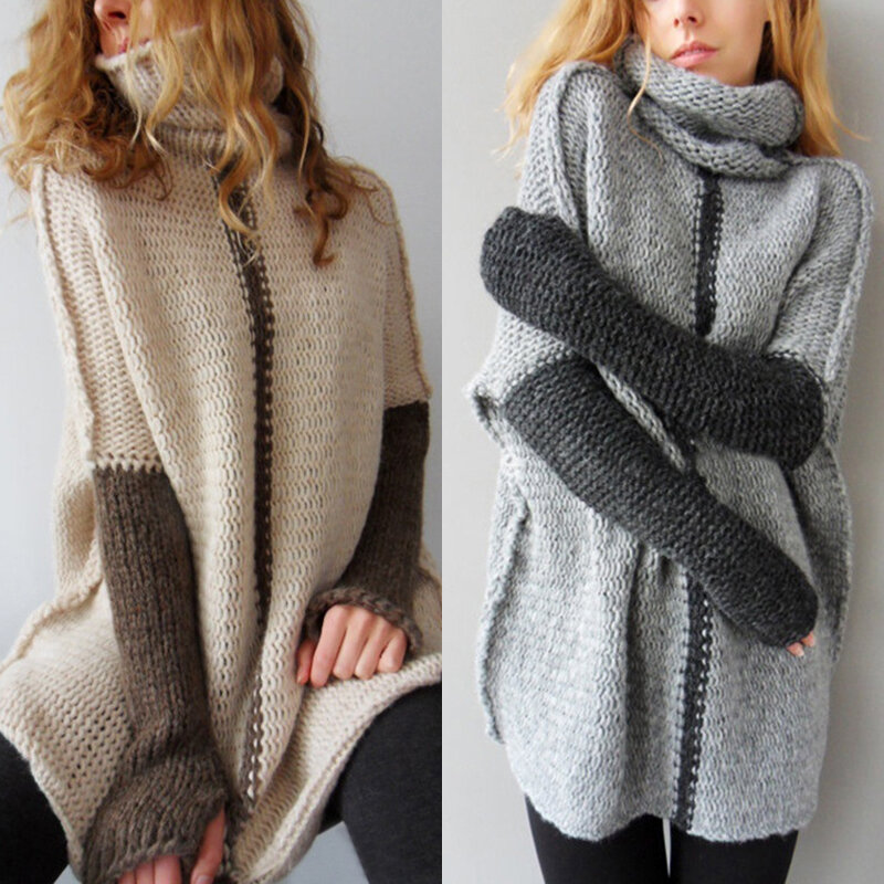 Женский вязаный свитер с высоким воротом, женский джемпер с длинным рукавом на осень и зиму