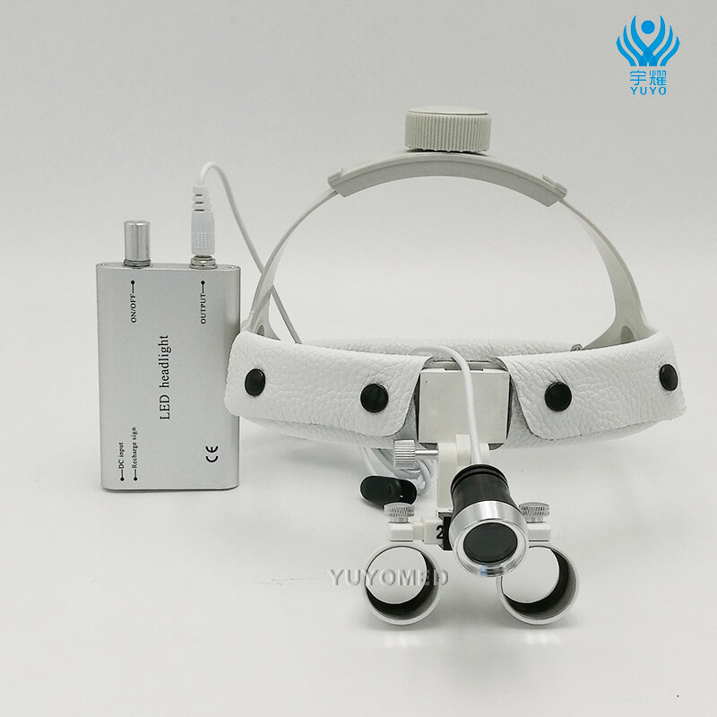 Kacamata pembesar kedokteran gigi 2,5 X, kaca pembesar Dental dengan lampu depan LED medis untuk lampu depan medis bedah t gigi