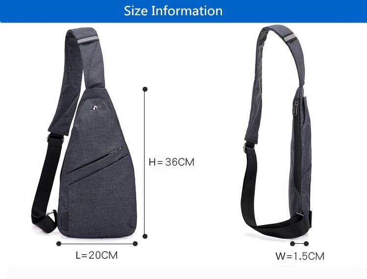 Pequeno saco de estilingue anti-roubo, One Shoulder Sport Bag, Saco de peito pequeno de viagem impermeável, Slim Mini Crossbody Bag