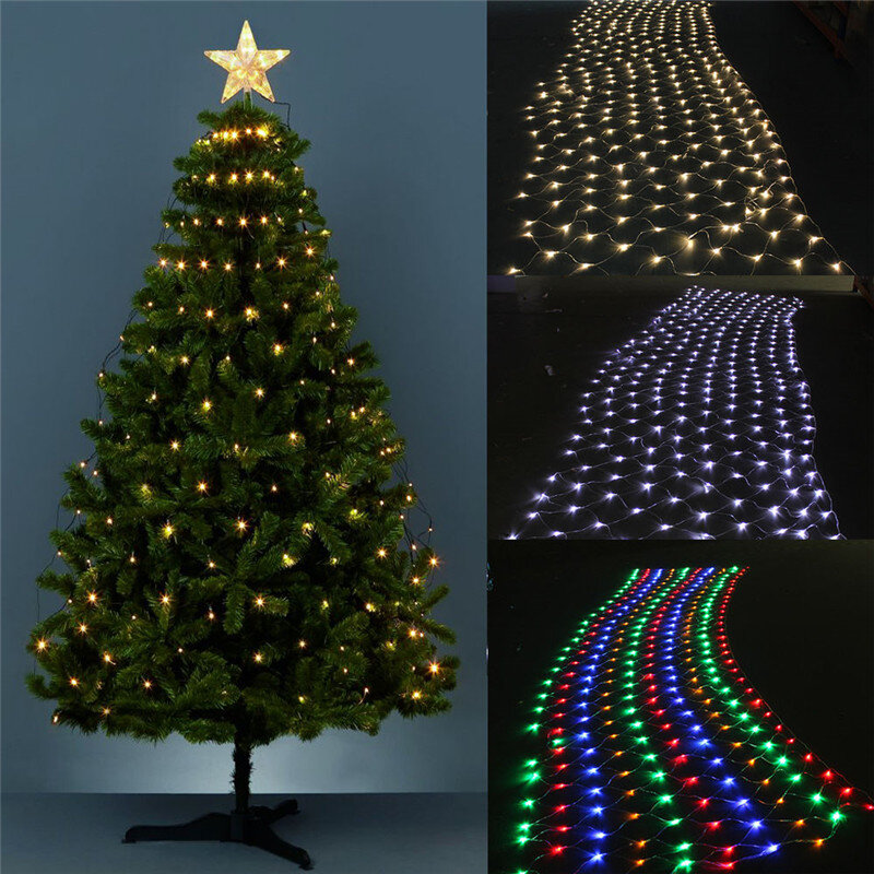 ECLH-tira de luces LED, accesorio de 1,5x1,5 m, 96leds, 8 modos, AC220V, 110V, decoración de Navidad, Año Nuevo, boda, ceremonia, impermeable