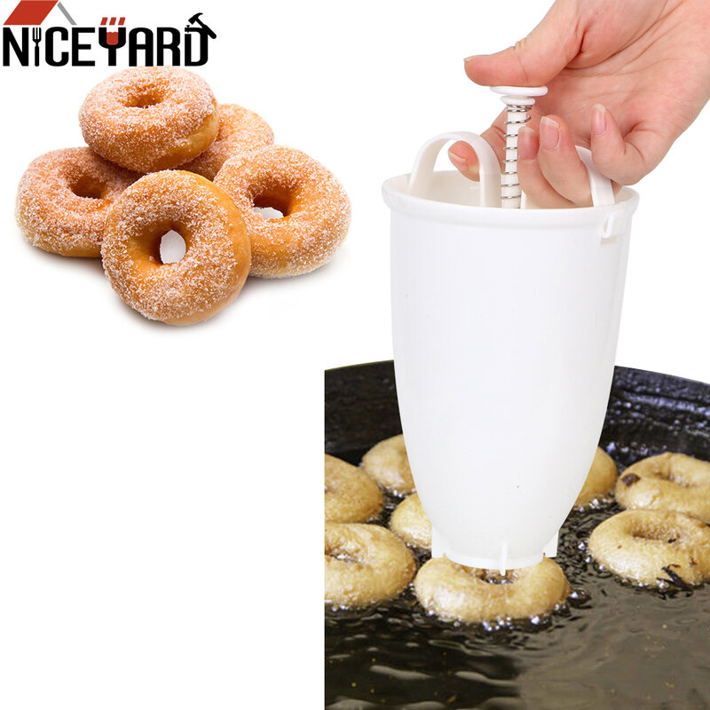 Donut Mold Fast แบบพกพา Donut Maker คู่มือวาฟเฟิล Dispenser Donut Machine ภาษาสวีดิชคำวาฟเฟิลพลาสติกน้ำหนักเบาลึกทอด